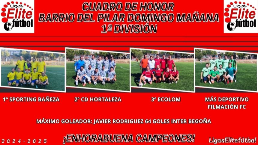 CUADRO DE HONOR. BARRIO DEL PILAR DOMINGO MAÑANA 1ª DIVISIÓN